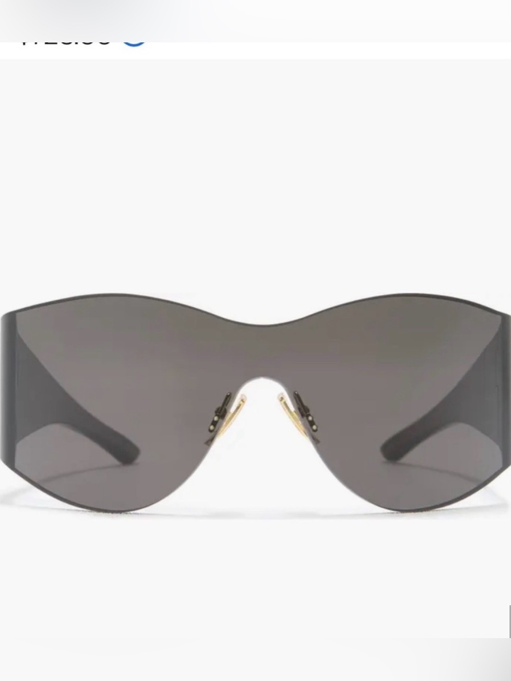 Shield-Style Rimless Sunglasses in Smoke Gray